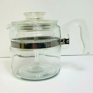 Vintage Pyrex Flameglow 4 Cup Glass Percolator